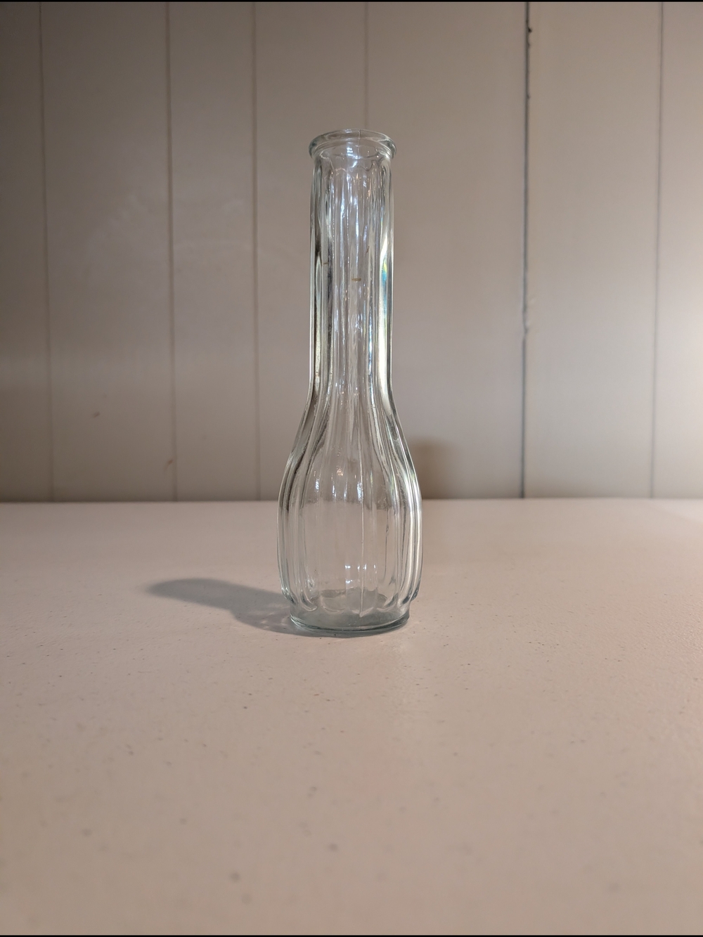 Clear Glass Bud Vase - Elegant Ribbed Design